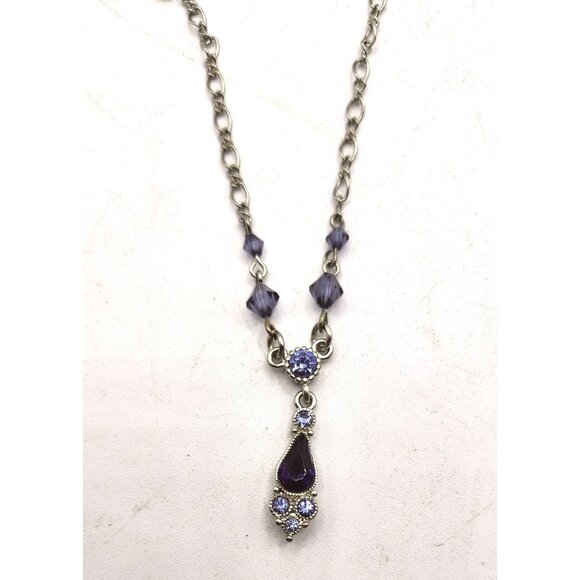 Blue Crystal Y Necklace WIth Crystal Accents - Picture 1 of 2